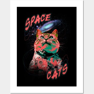 Space Cats loking Up Posters and Art